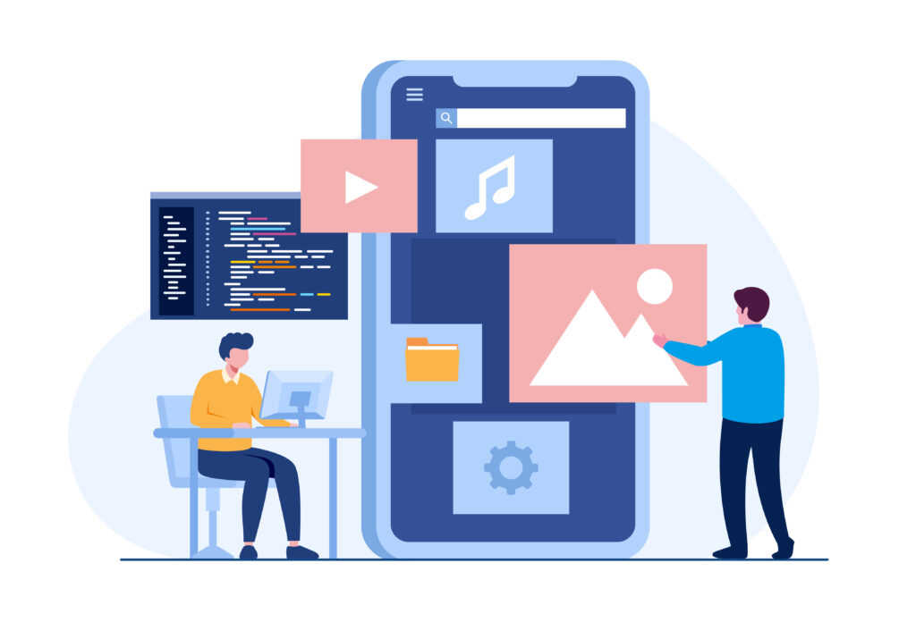 UI UX designer and programmer with smartphone, application devel